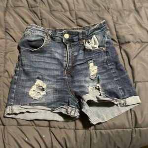 Blue Denim High Rise Jean Shorts